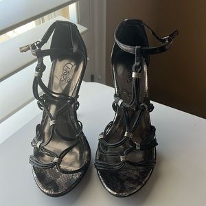 Carlos Santana black strappy heels